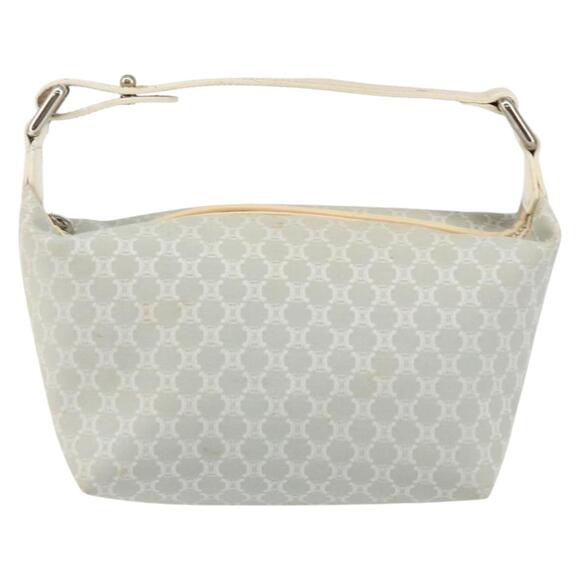 CELINE Macadam Canvas Hand Bag White Silver - Picture 2 of 12